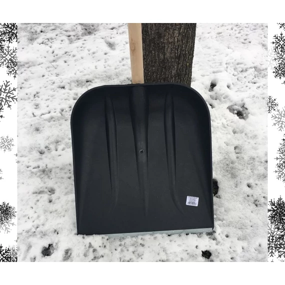 Élvédős, 41cm fekete hólapát, nyéllel, kényelmes markolattal