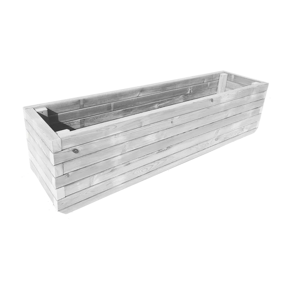Virágláda kültéri borovi fenyőből 180x45x45 fehér