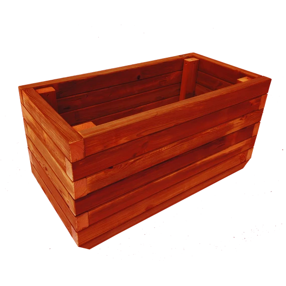 Virágláda kültéri borovi fenyőből 125x45x45 mahagóni